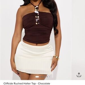 Fashion Nova Chocolate Ruched Halter Crop Top